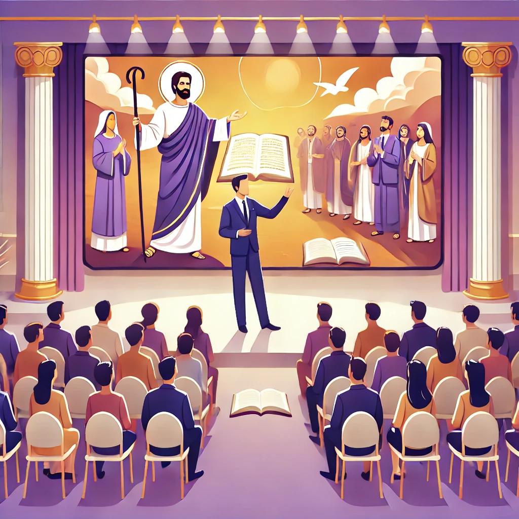 An animated sermon illustration designed for a ministry or church, featuring a biblical scene in a contemporary, engaging style.